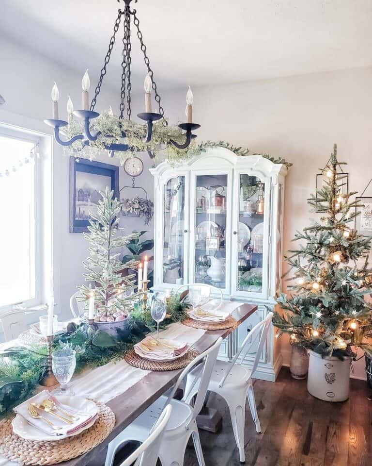 White Hutch with Glass for Dining Room