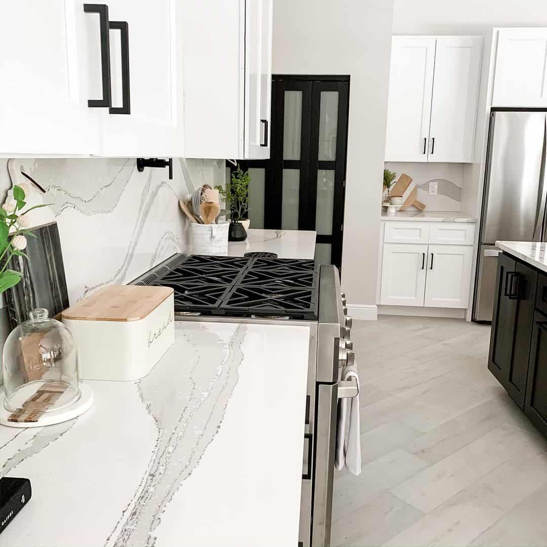 White Kitchen Shaker Cabinets with Marble Countertop - Soul & Lane