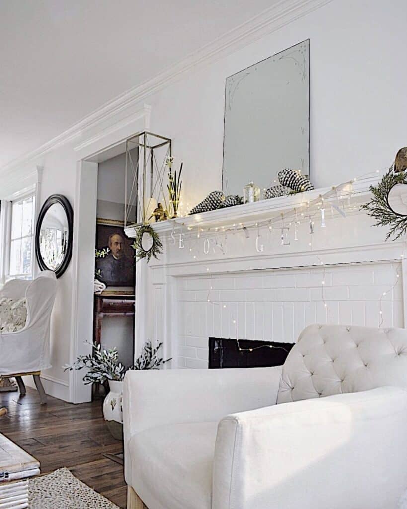 White Living Room with Subtle Christmas Touches