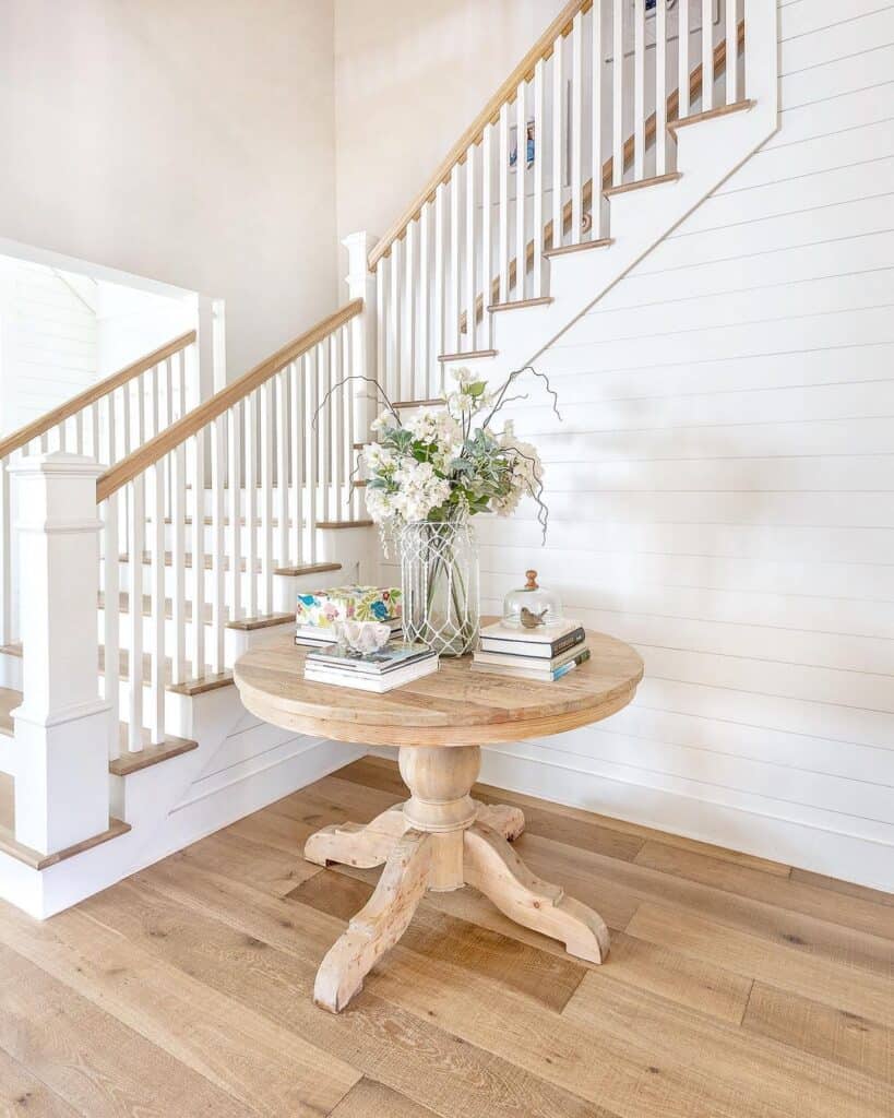 White Modern Farmhouse with Wooden Accents