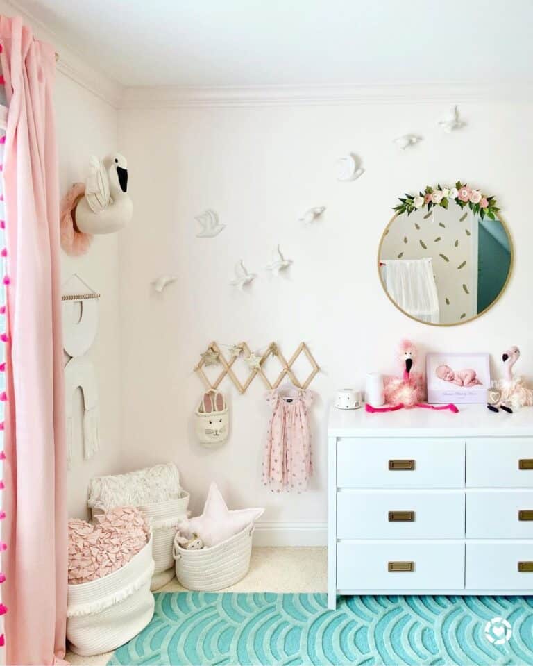 White Nursery with Pink Décor