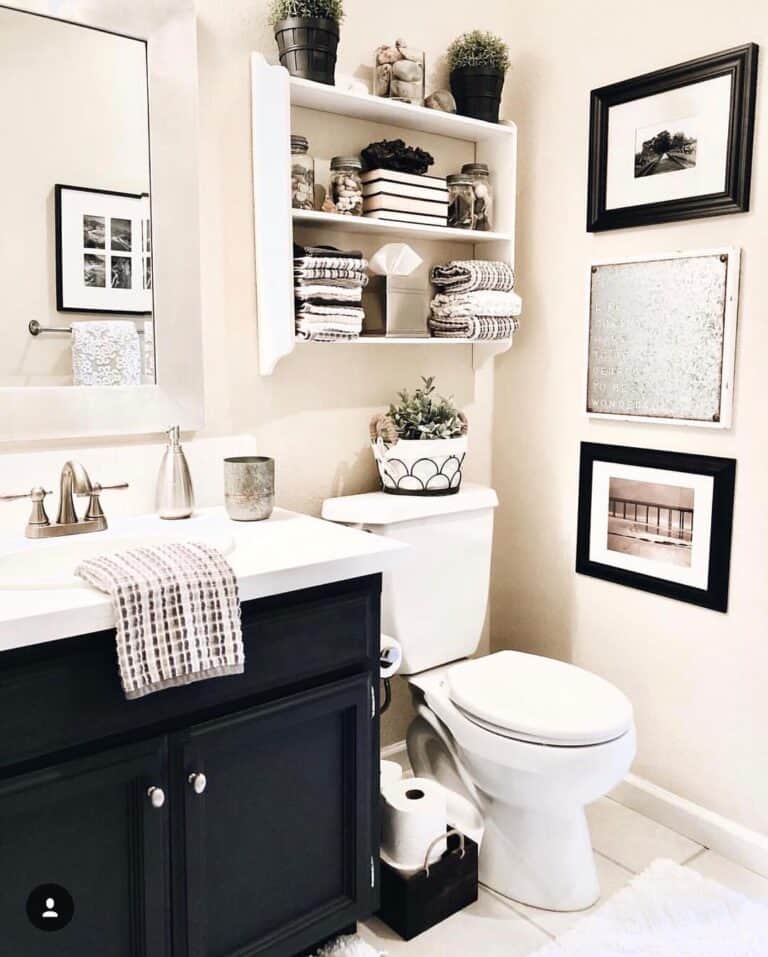 White Over the Toilet Shelf for Half Bath