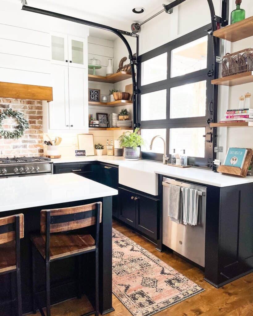 White Shiplap Backsplash with Dark Cabinets