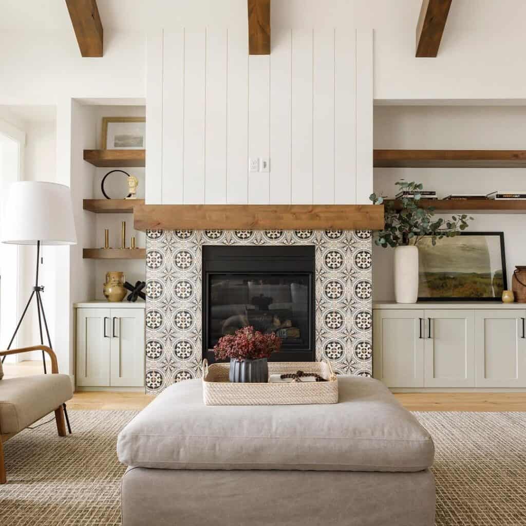 White Shiplap Fireplace with Tile - Soul & Lane