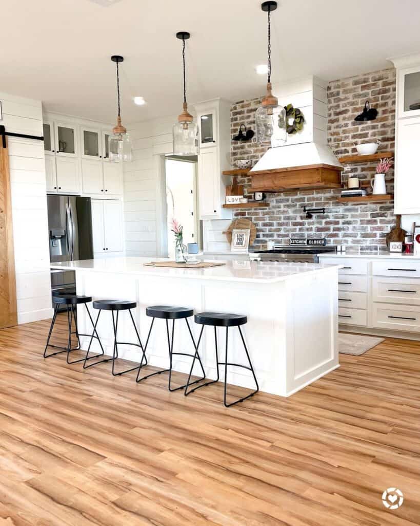 White Shiplap Kitchen with Farmhouse Cabinets - Soul &amp; Lane