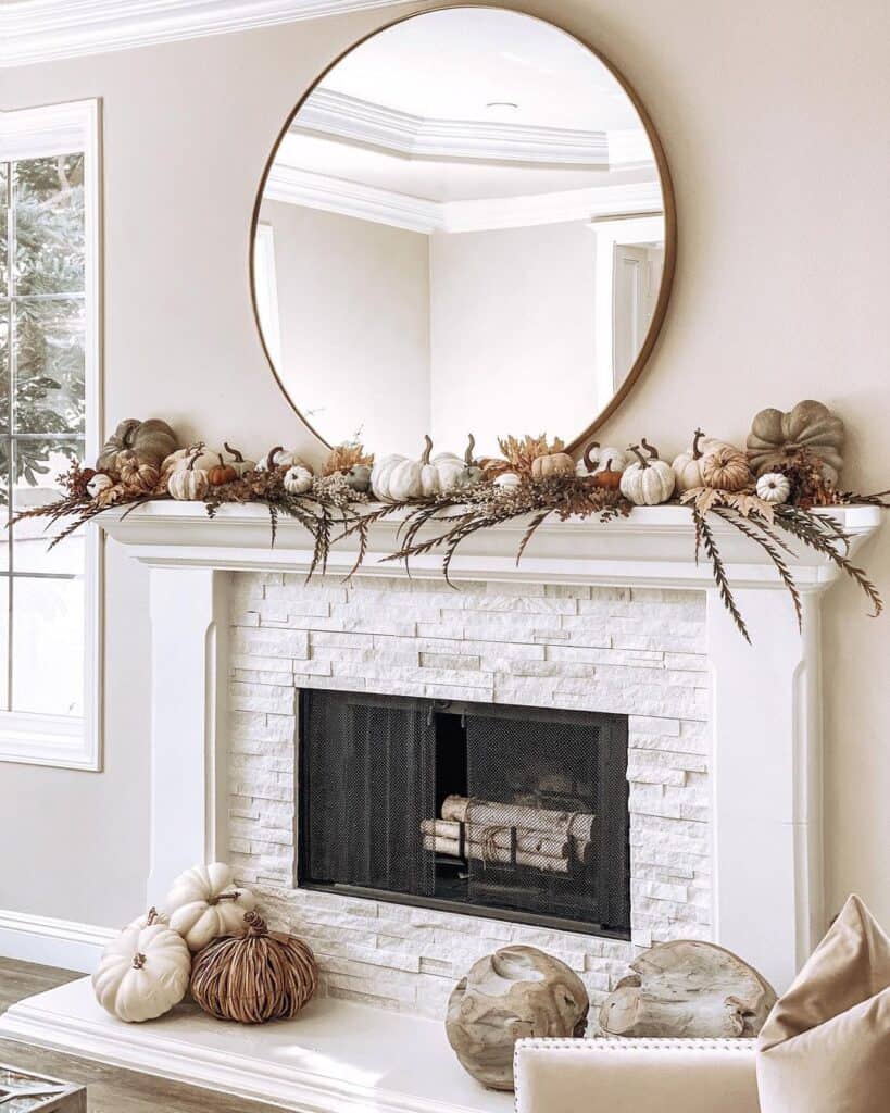 White Stone Mantelpiece and Hearth Decoration