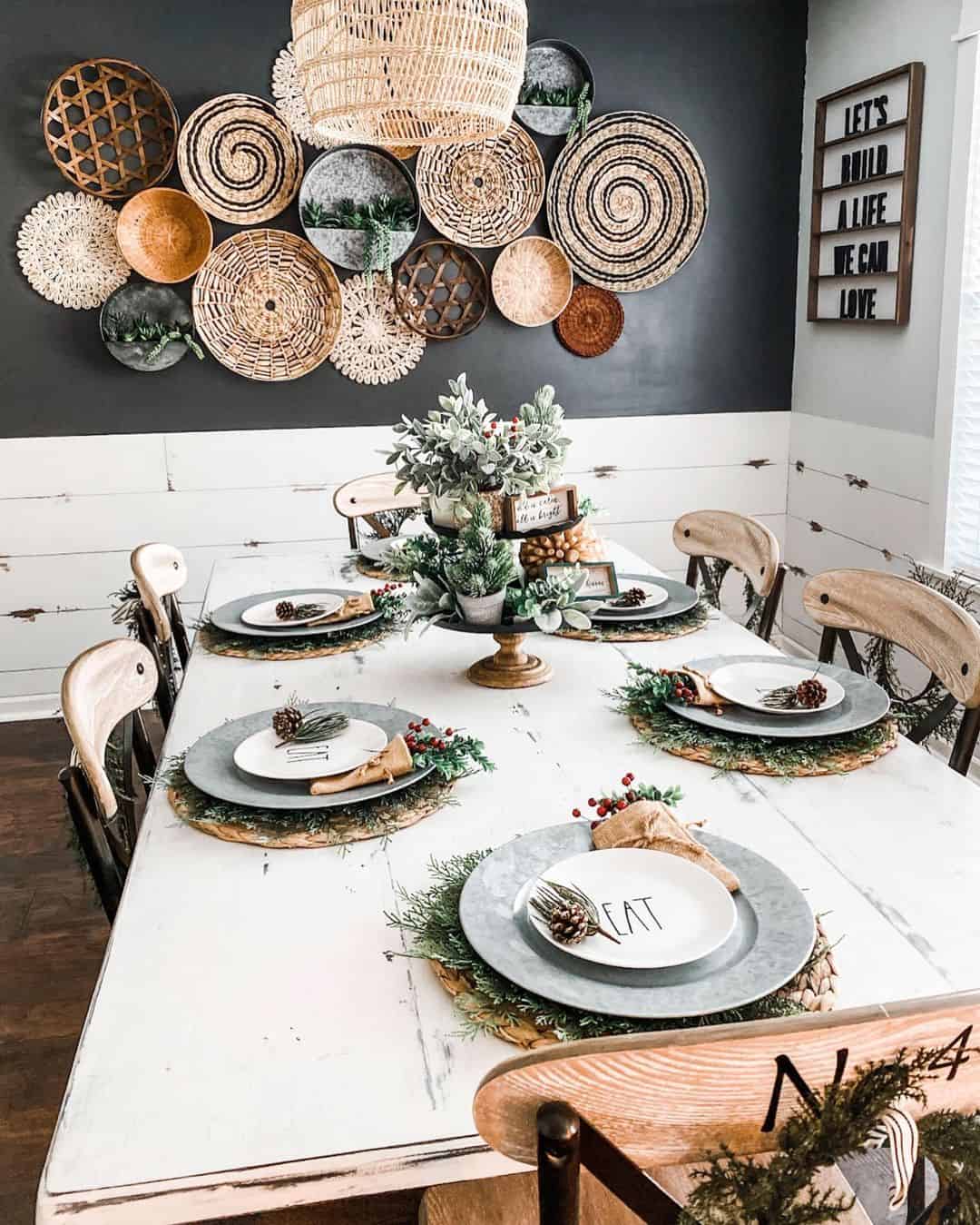 Wicker Baskets on an Iron Ore Accent Wall Soul & Lane