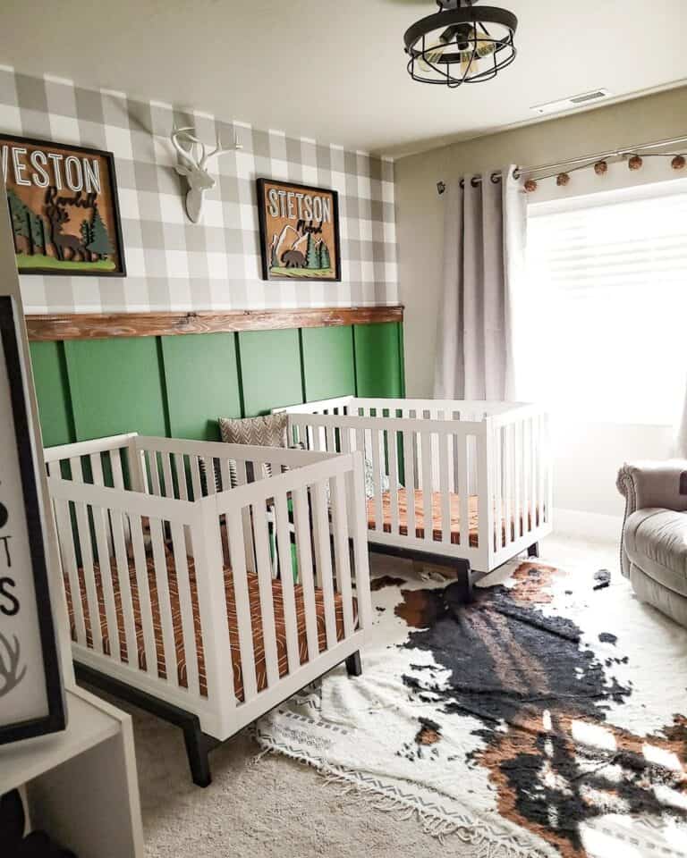 Wild West Woodland Décor with White Cribs