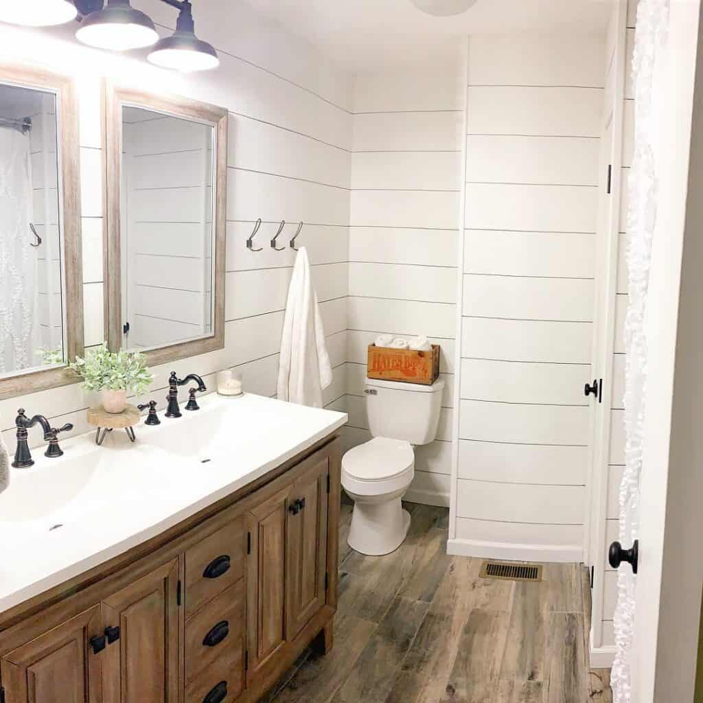 Wood Flooring an White Shiplap Walls