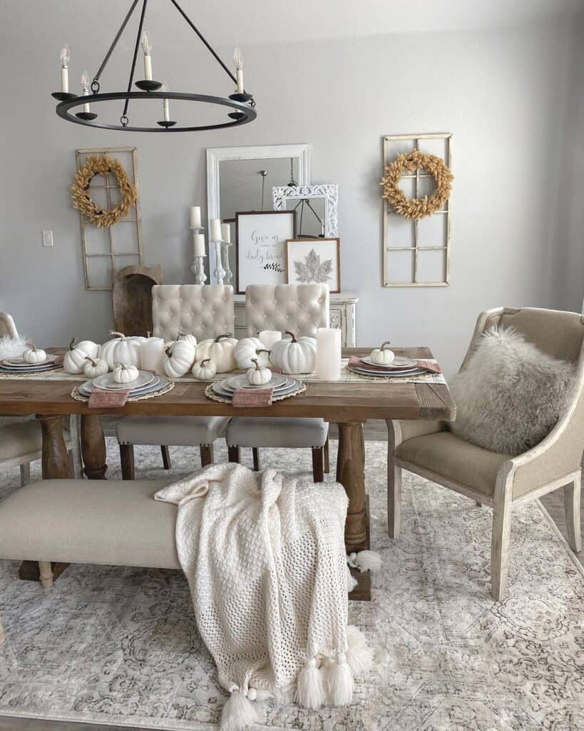 Wood Window Frames Hung with Wreaths