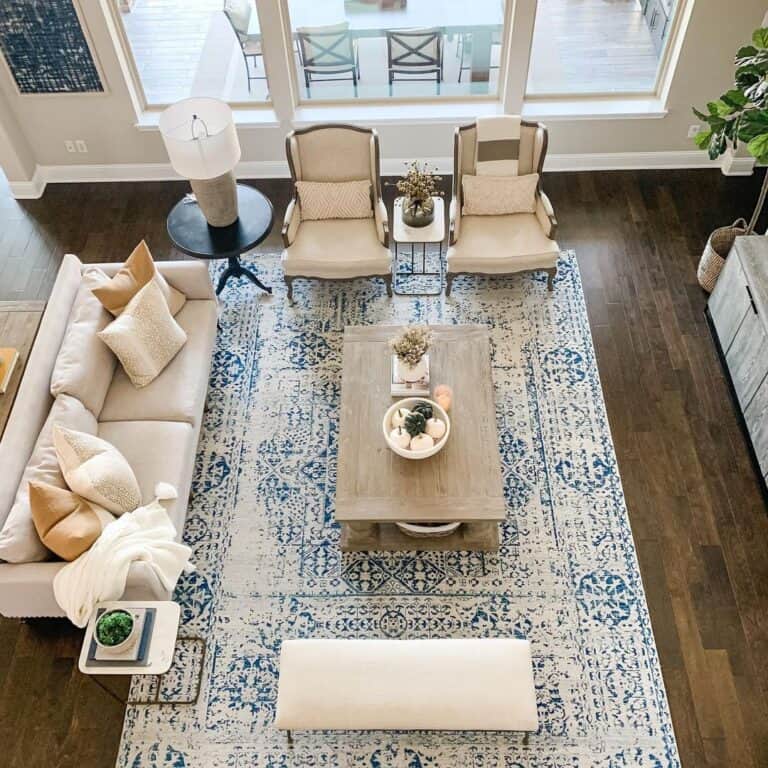 Wood and Beige Living Room Chairs