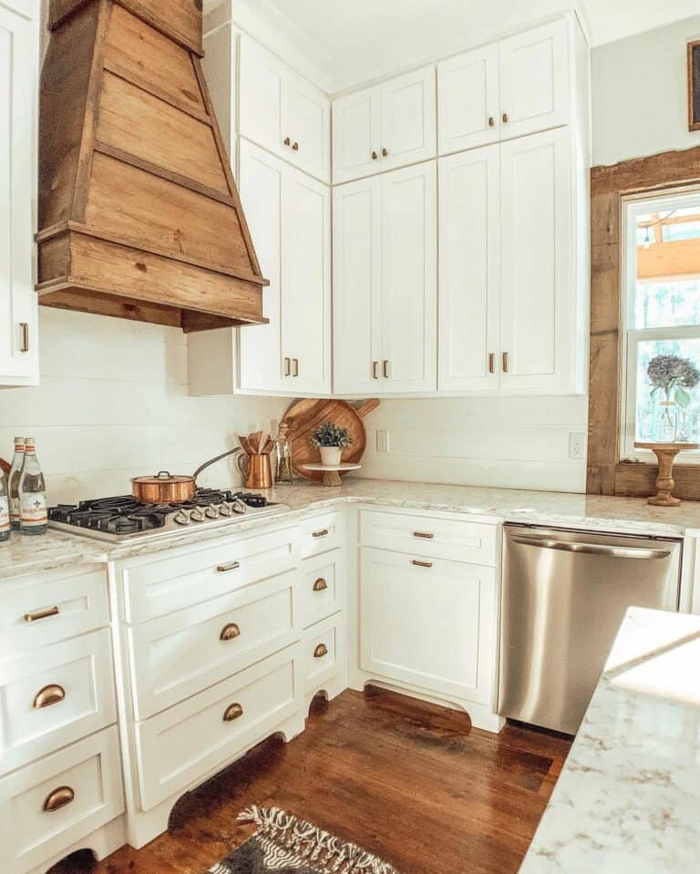 Wood and White Shaker Cabinet Kitchen