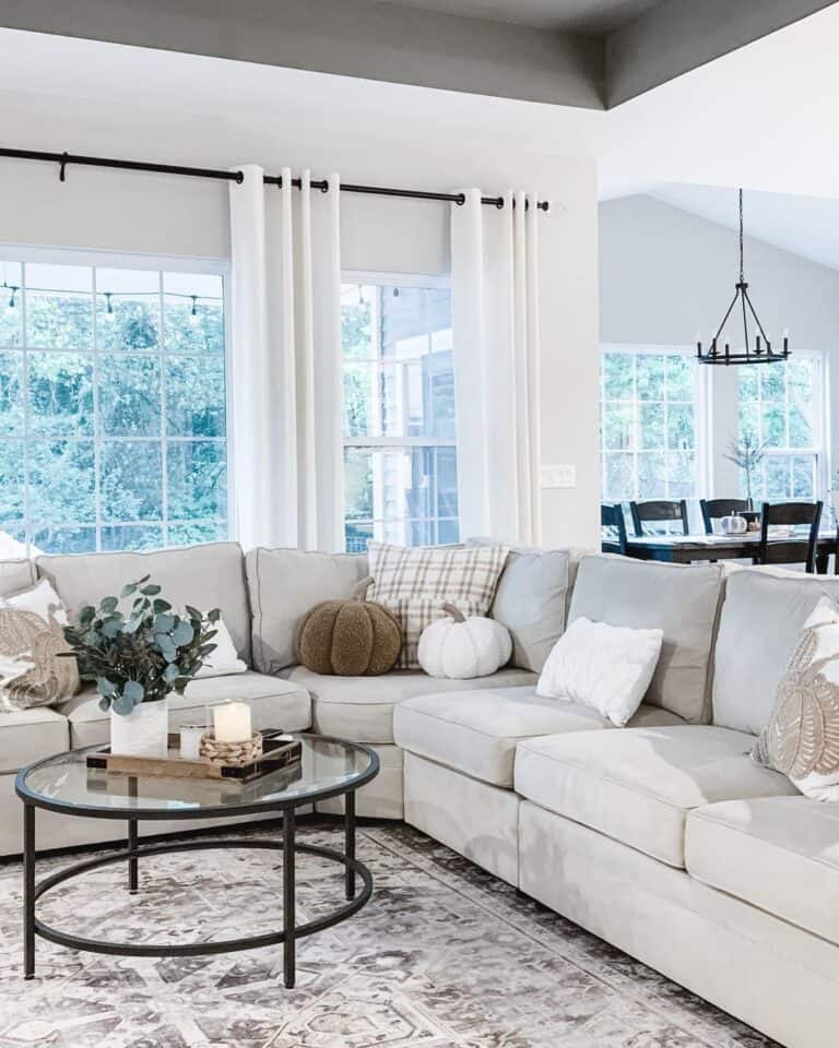 Wooden Tray on a Glass Coffee Table Round