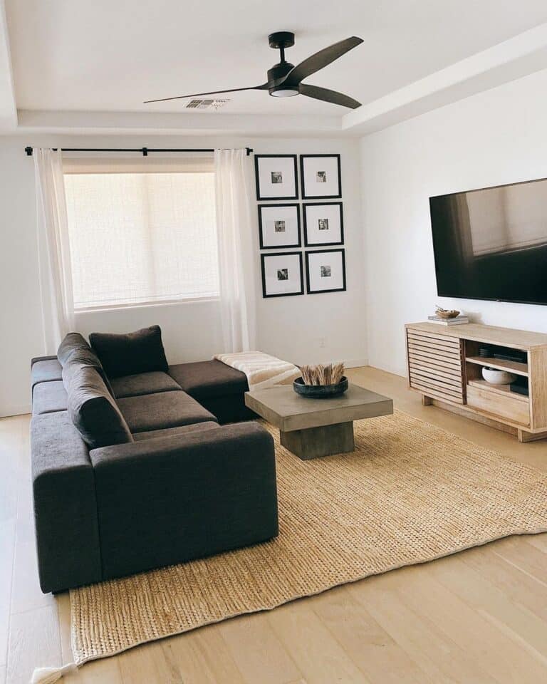 Woven Mat Hosts Modern Coffee Table