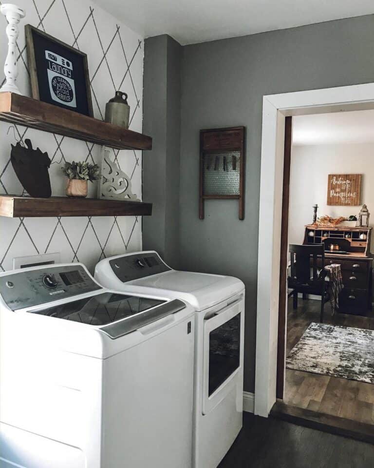 Accent Wall in Contrasting Laundry Room