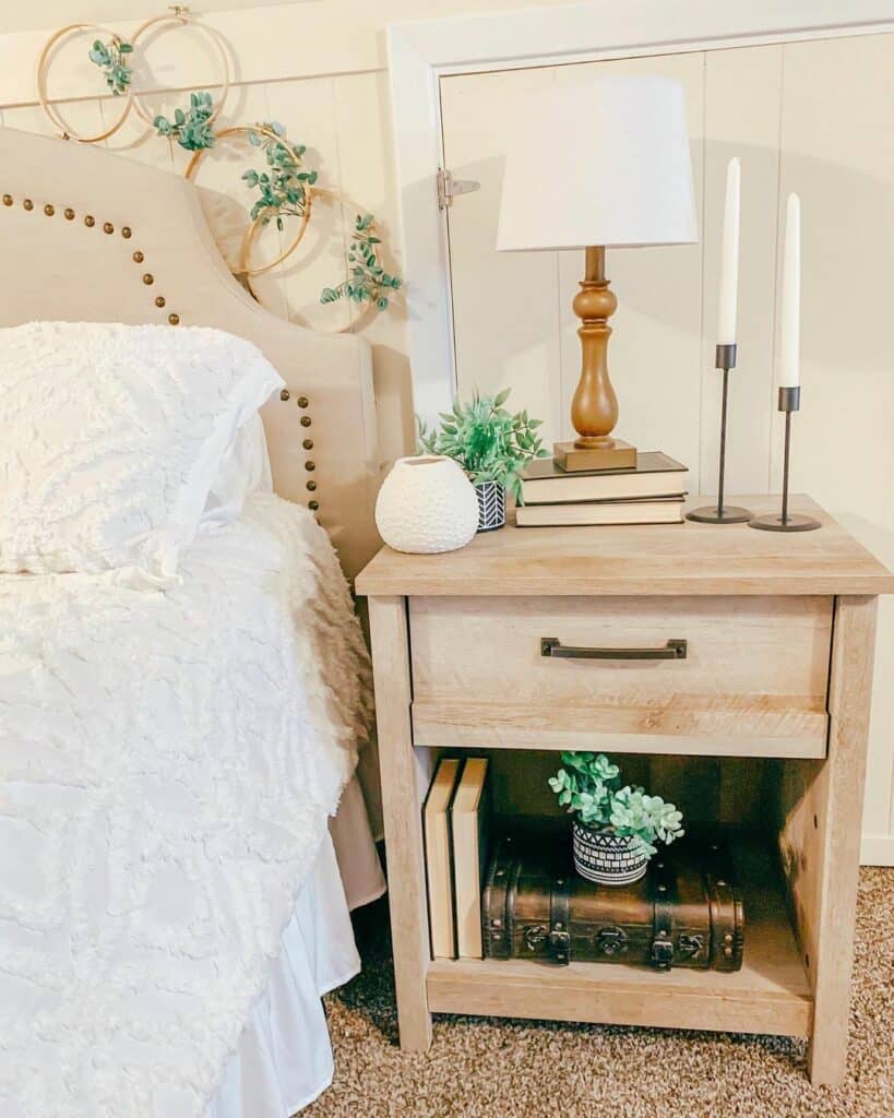 Antique Nightstand Décor in Farmhouse Bedroom