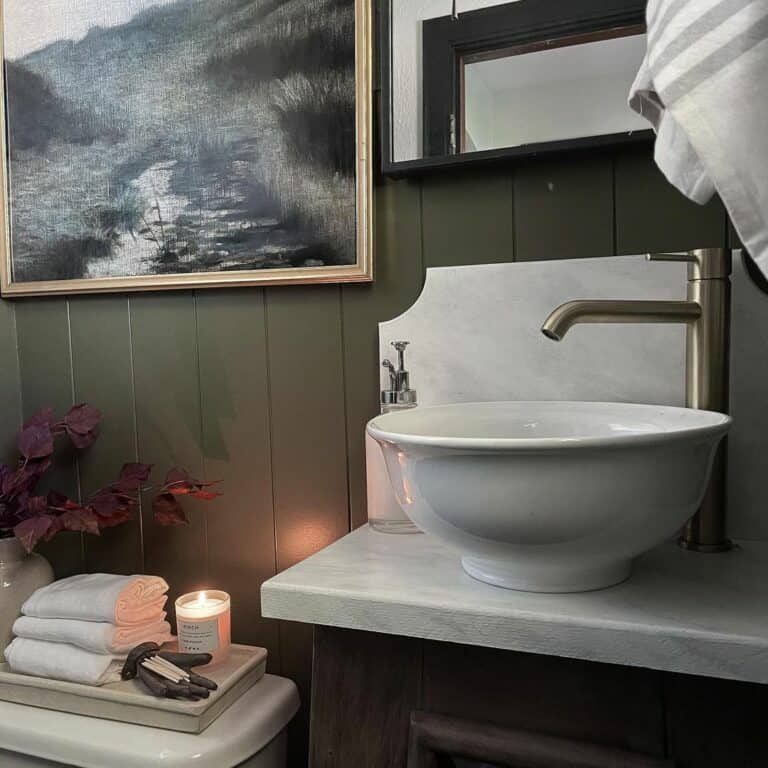 Army Green Vertical Shiplap Bathroom