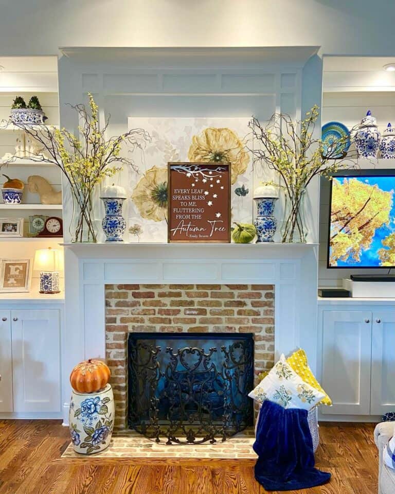 Artsy Living Room in Blues and Yellows