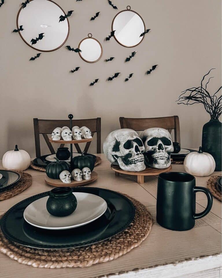Bat and Skull Halloween Tablescape