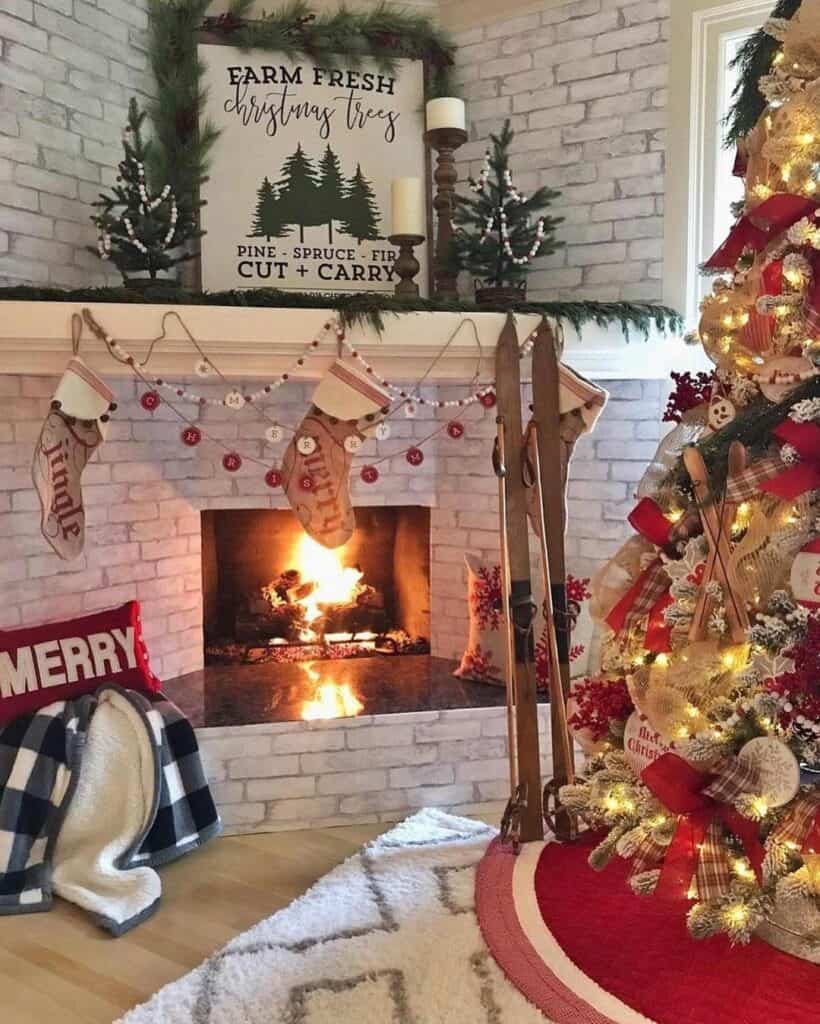 Beautiful Fireplace and Christmas Tree Corner