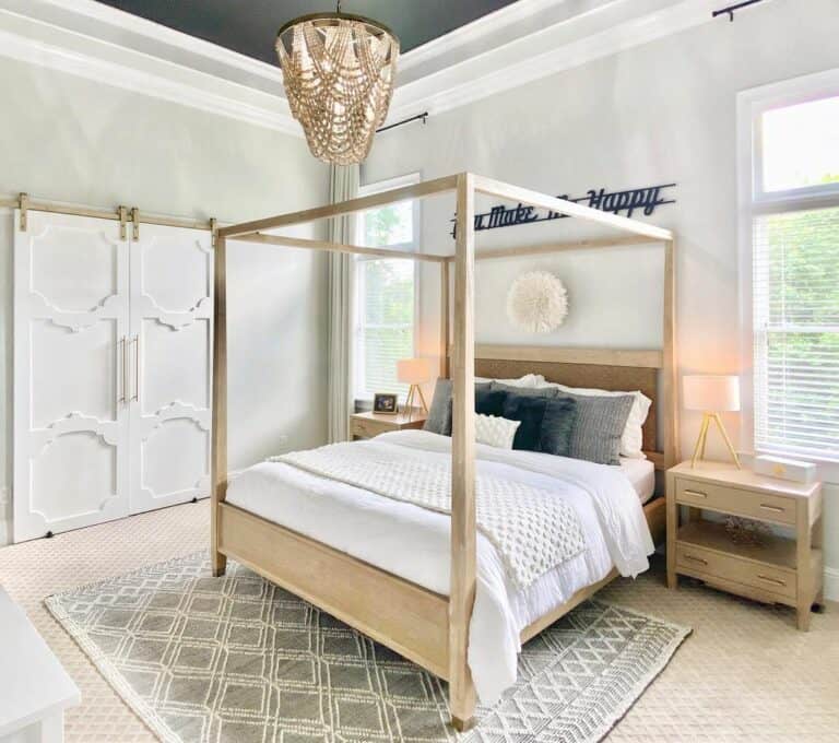Bedroom with White Sliding Double Doors