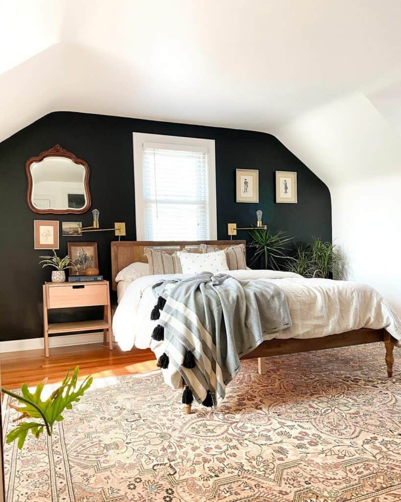 Black Accent Wall with Décor