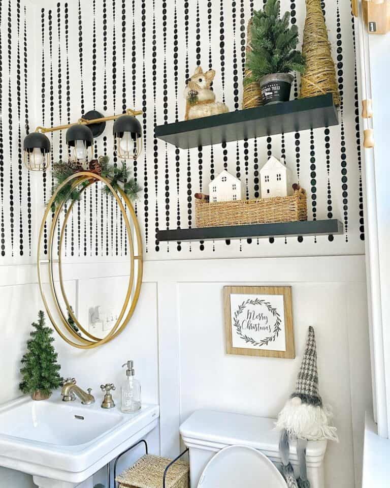 Black And White Small Bathroom Wallpaper