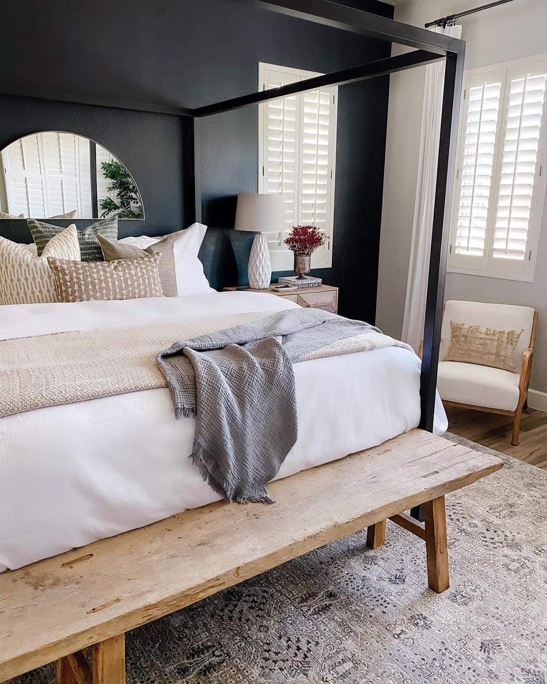 Black Bedroom Wall with Mirror - Soul & Lane