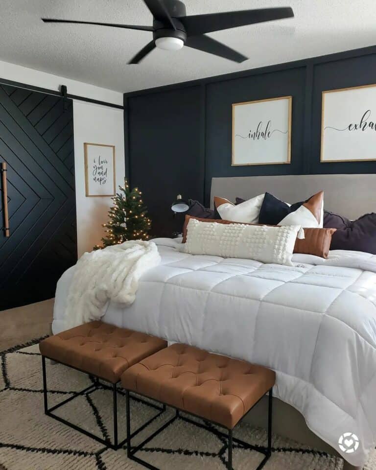 Black Board and Batten Bedroom Accent Wall
