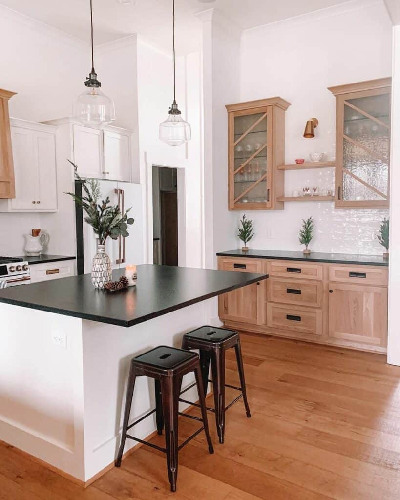 Black Counters and White Oak Cabinets