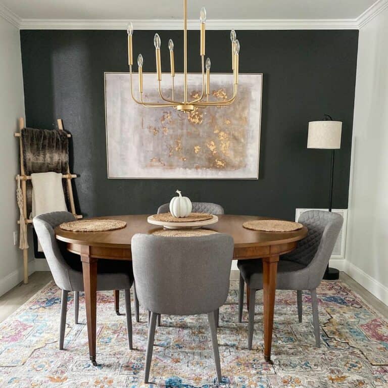 Black Dining Room with Gold Chandelier Soul & Lane