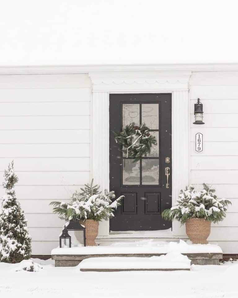 Black Door Paired with Winter Wreath