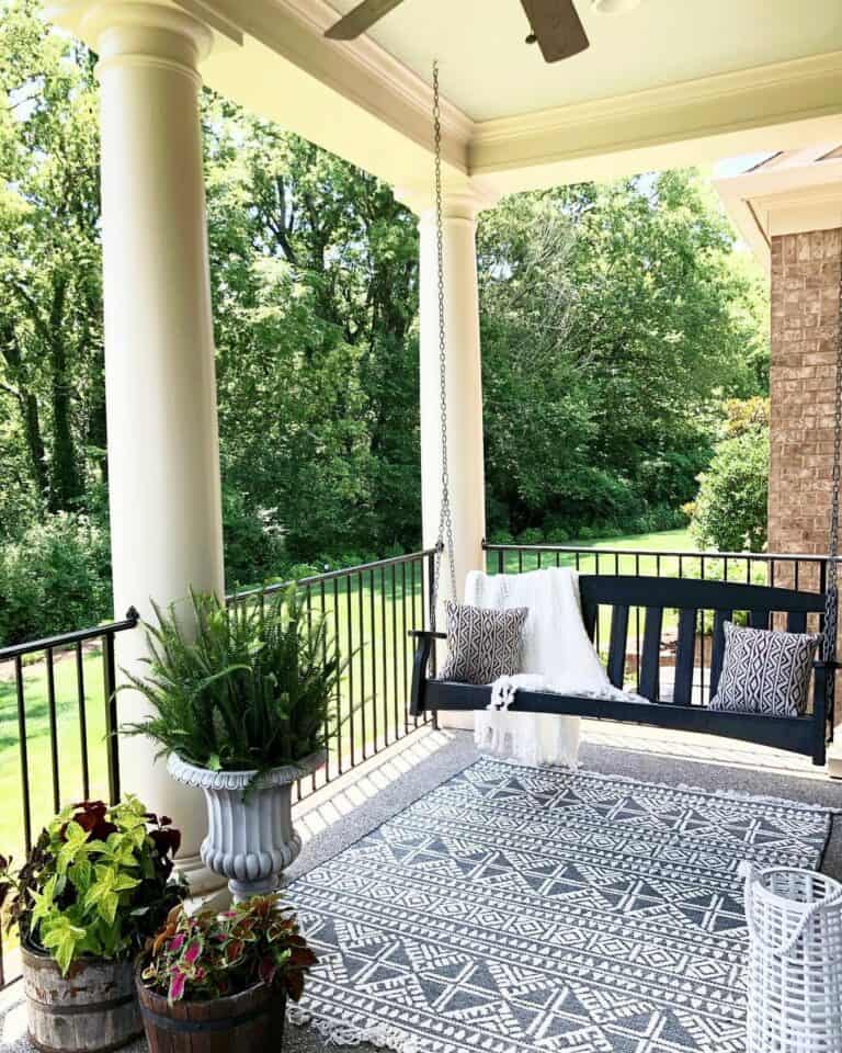 Black Farmhouse Metal Porch Railing