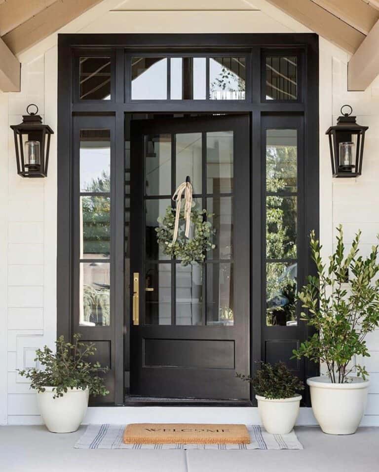 Black Front Door with Neutral Décor