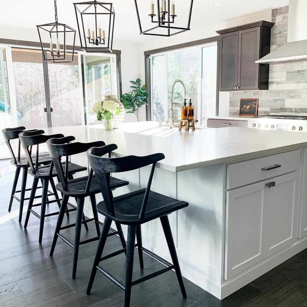 Black Lantern Pendants With Black Kitchen Chairs - Soul & Lane