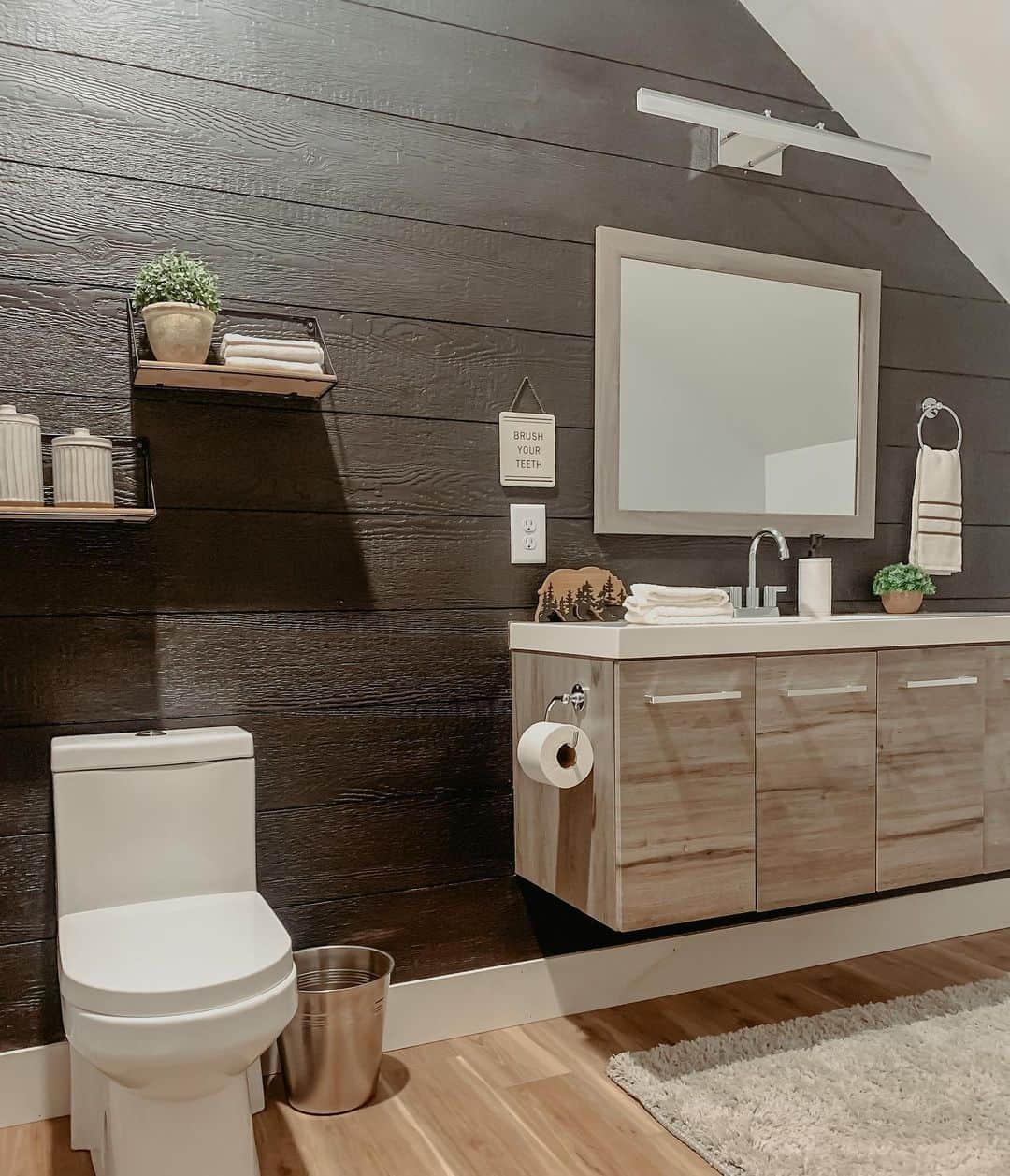 Black Shiplap Bathroom with Wall Decor - Soul & Lane