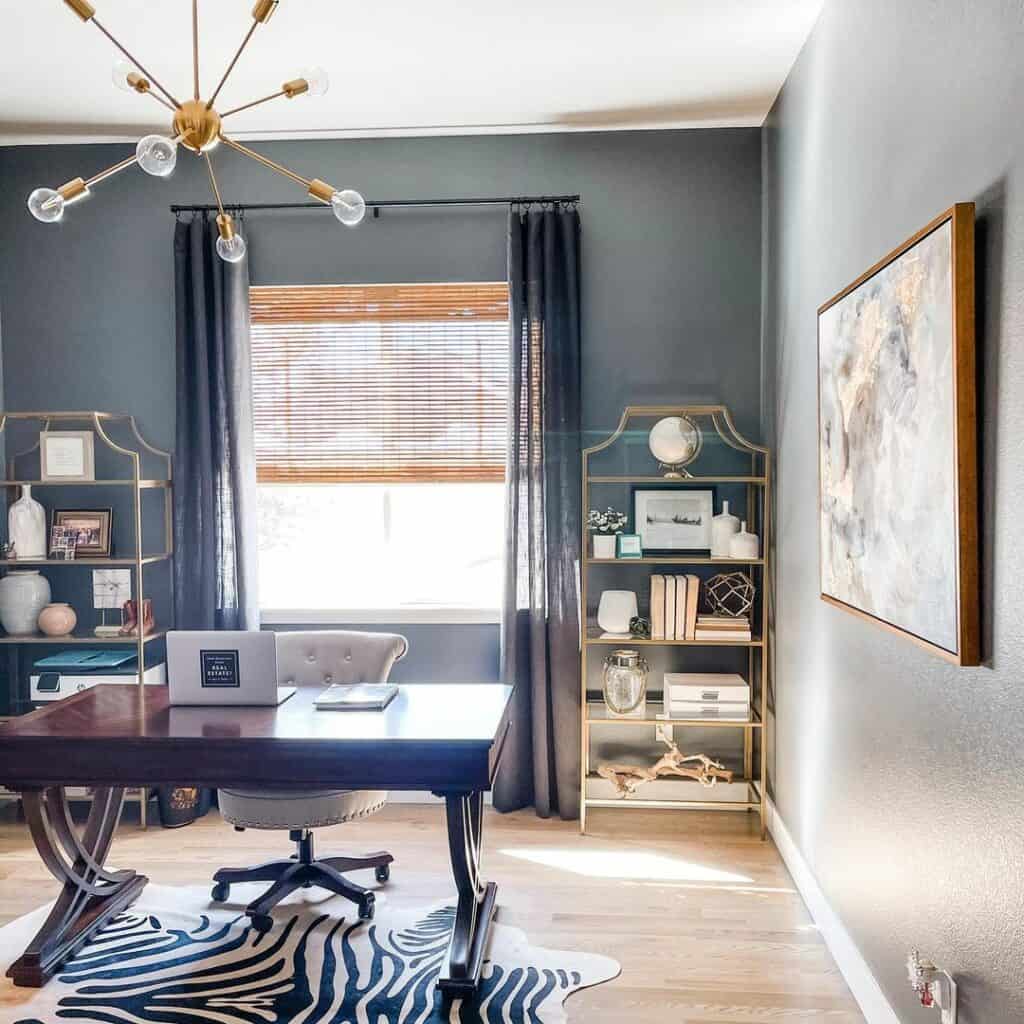 Black and Gold Home Office with Modern Feel