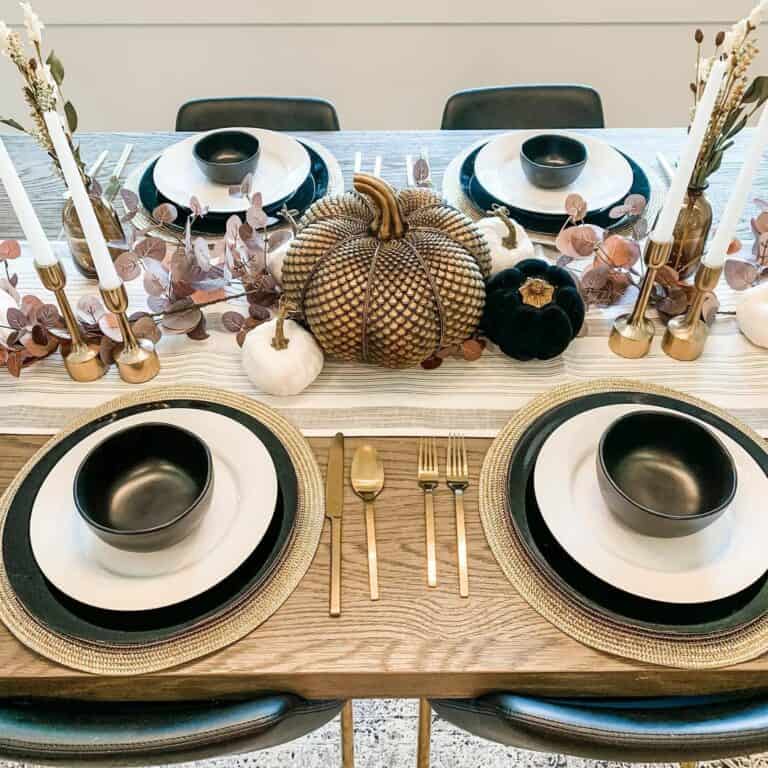 Black and Gold Pumpkin Table Decorations