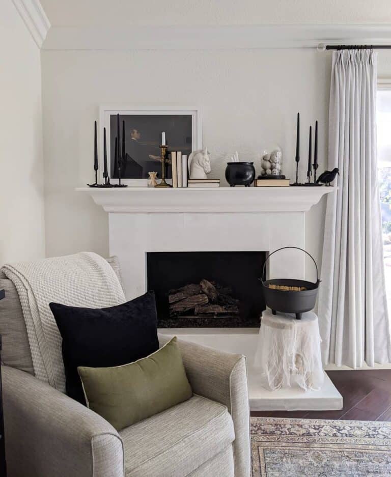 Black and White Contrasting Fireplace