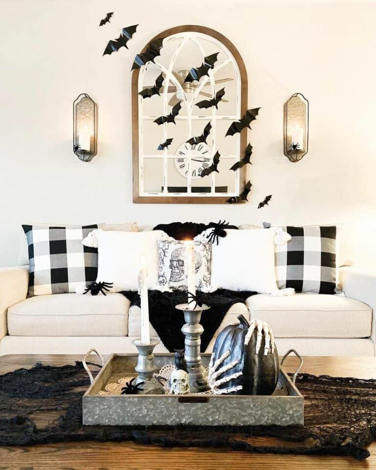 Black and White Halloween Living Room Décor