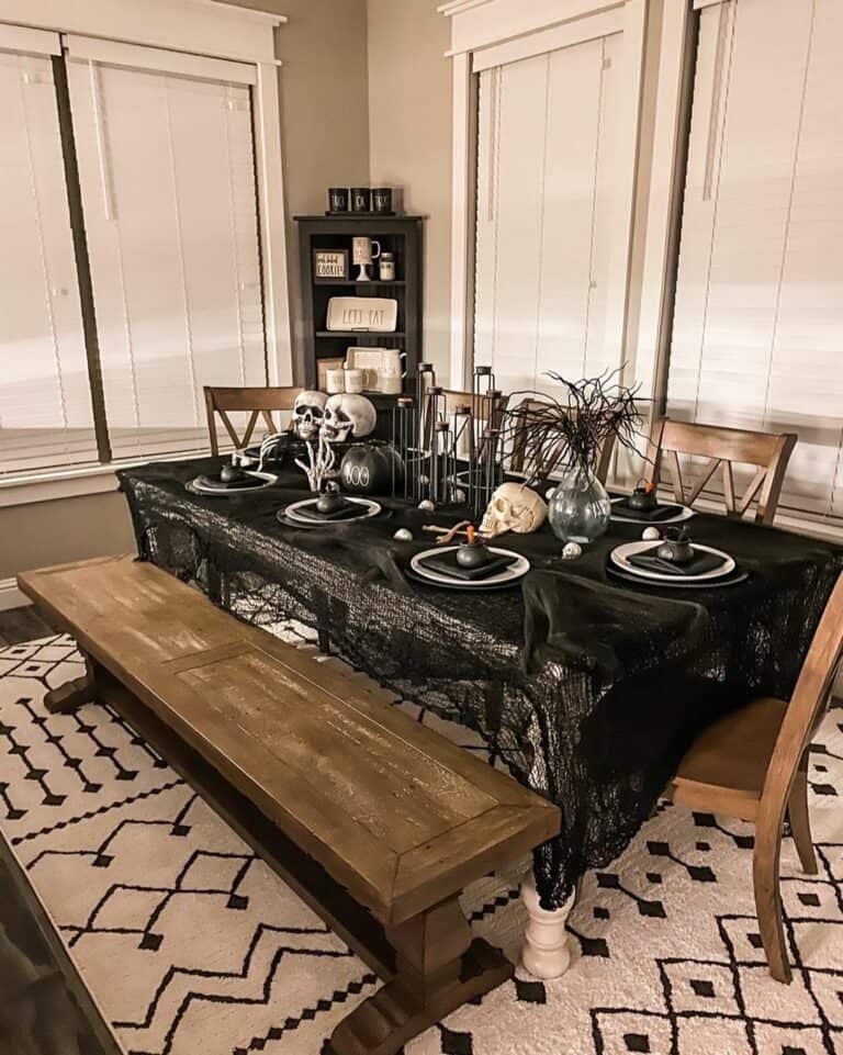 Black and White Halloween Tablescape