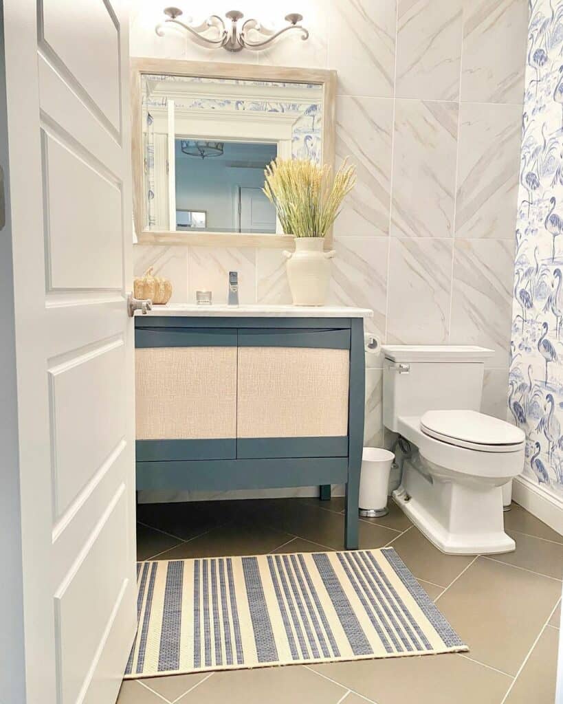 Blue And White Coastal Bathroom Wallpaper Ideas
