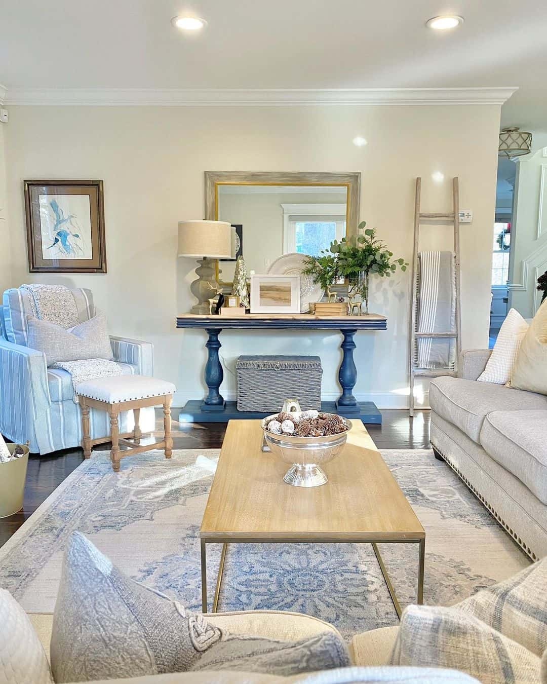 Blue and White Living Room Décor - Soul & Lane