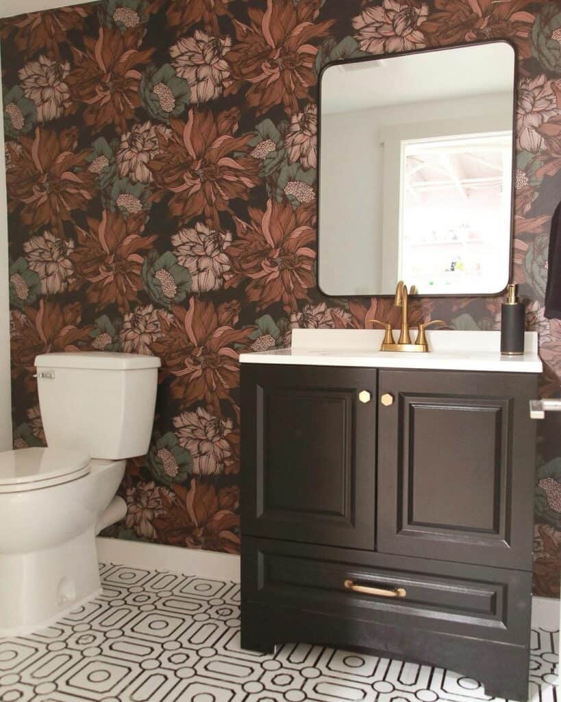 Bold Modern Floral Bathroom Wallpaper Ideas
