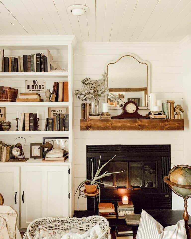 Book Lover Décor with Single Fireplace Candle