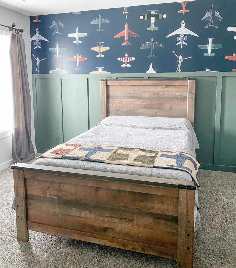 Boy's Rustic Aviation Bedroom Wallpaper