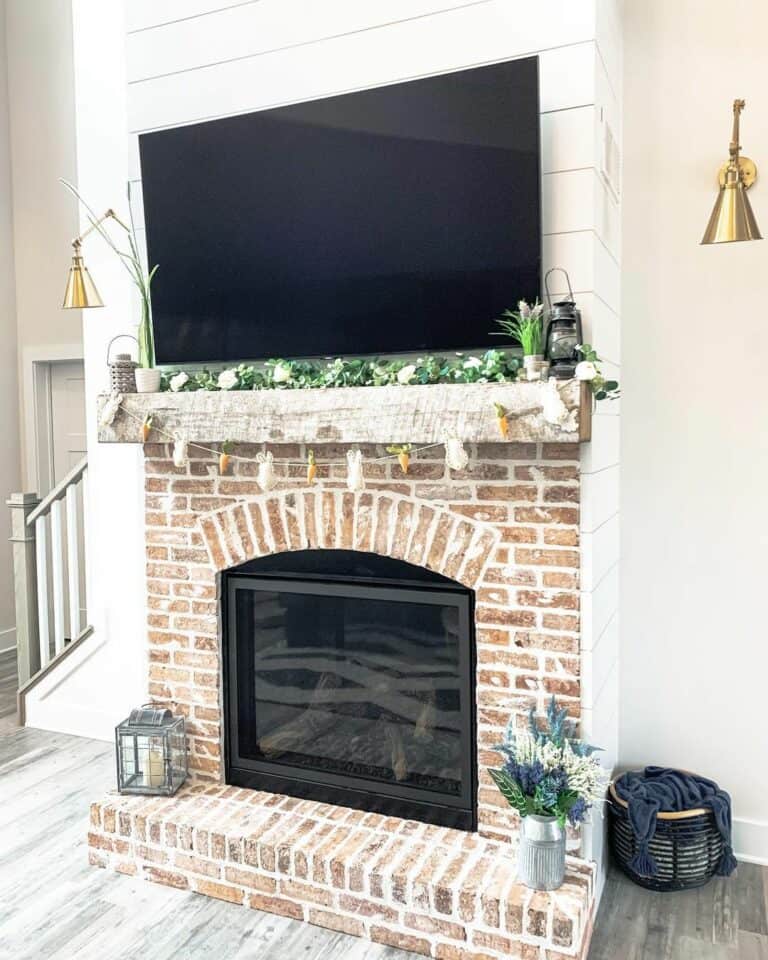 Brick Fireplace with Easter Accessories