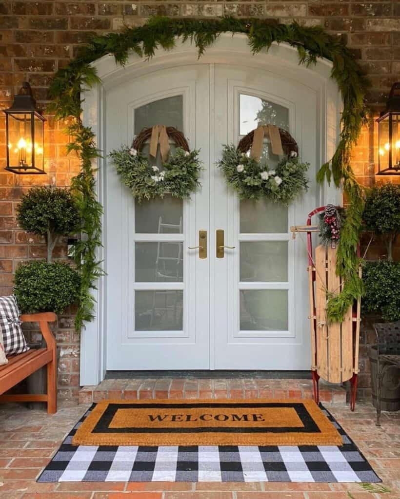 Brick Porch with Christmas Styling