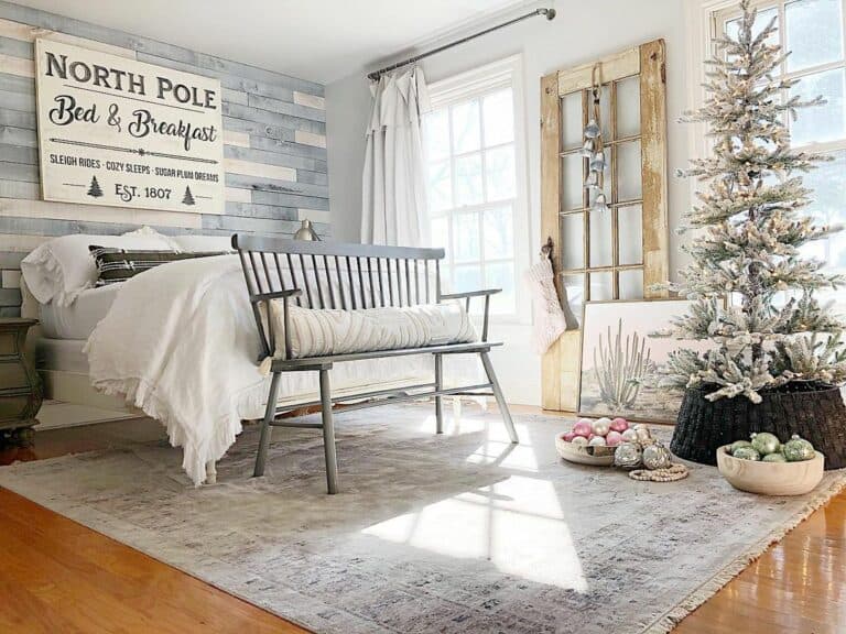 Bright Bedroom with Christmas Décor