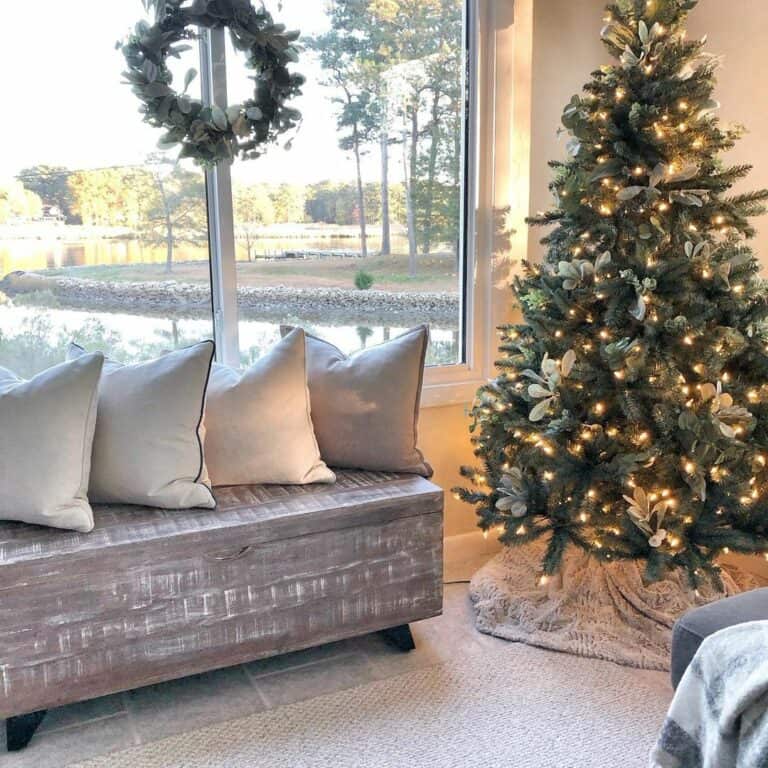 Brown Tree Skirt and Simple Christmas Tree